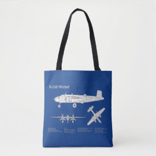 Bolso De Tela B-25B Mitchell Doolittle - Airplane Blueprint ABD