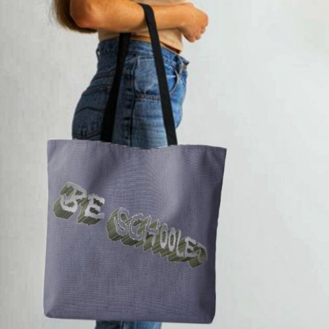 Bolso De Tela B Schooled Gray-Wht (A cool, two-sided, tote for teachers, or students!)