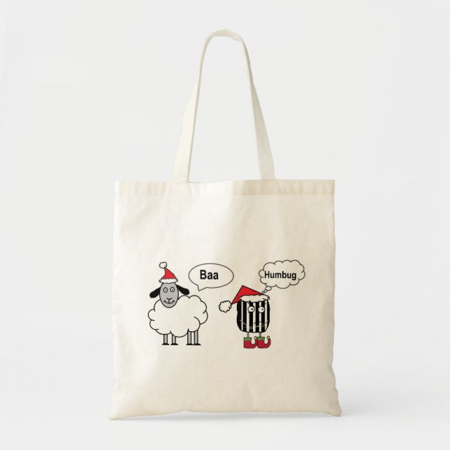 Bolso De Tela Baa Humbug Funny Christmas Sheep Cartoon (Frente)