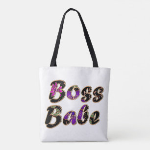 Bolso De Tela Babe de jefe en floral negra