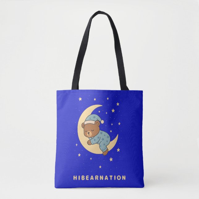 Bolso De Tela Baby Bear Hibernating on Moon (Anverso)