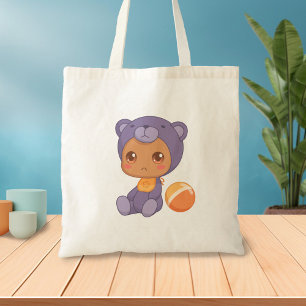Bolso De Tela Baby Boy Chica Purple Bear Jumpsuit
