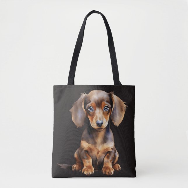 Bolso De Tela Baby Dachshund (Anverso)
