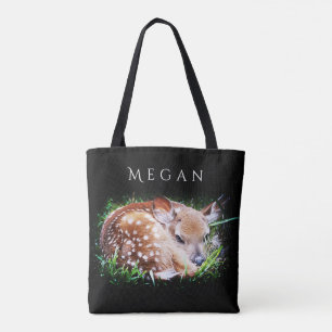 Bolso De Tela Baby Deer Personalizado Nombre Negro