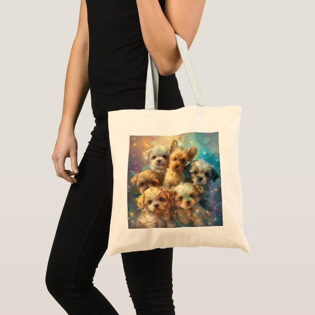 Bolso De Tela Baby Puppies Digital Art (Anverso (producto))