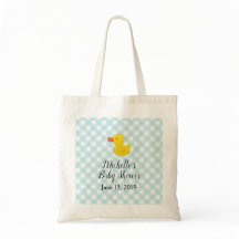 Baby Shower Blue Gingham Rubber Duckie