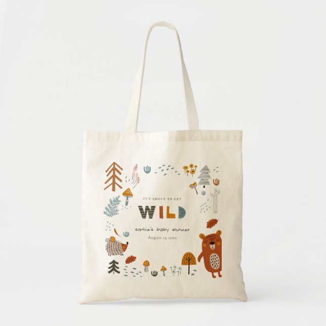 Bolso De Tela Baby Shower de animales de la selva tropical de Sc (Frente)