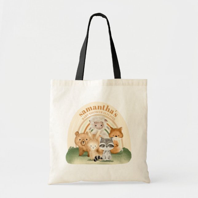 Bolso De Tela Baby Shower de Boho Rainbow Animal Farm (Frente)