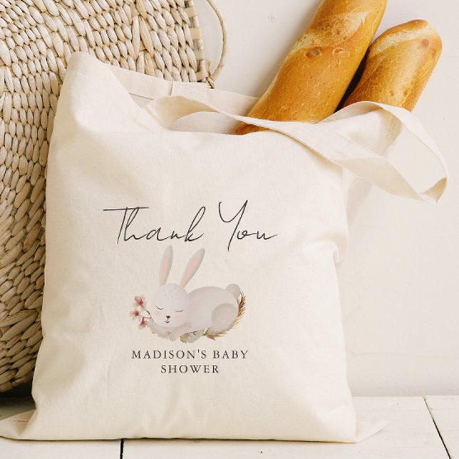 Bolso De Tela Baby Shower de caligrafía para conejitos dormidos (Subido por el creador)