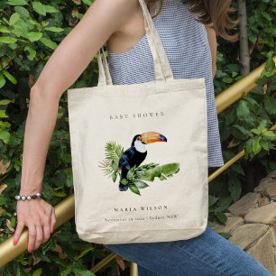 Bolso De Tela Baby Shower de selva tropical Toucan Foliage