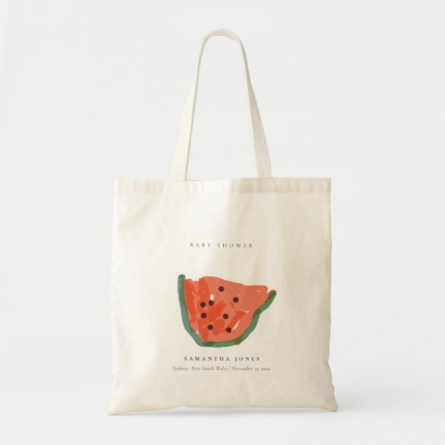 Bolso De Tela Baby Shower moderno de fruta de la sandía dibujada (Frente)