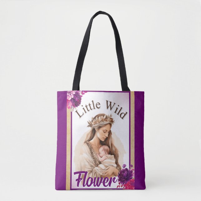 Bolso De Tela Baby Shower Purple Boho (Anverso)