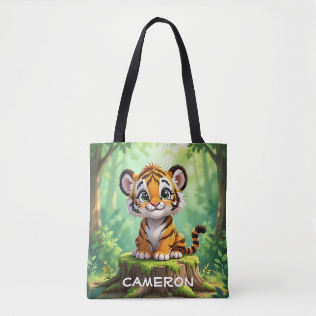 Bolso De Tela Baby Tiger | Cute Cartoon Kid's Nursery Art (Anverso)