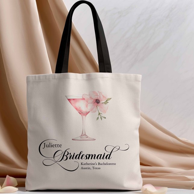 Bolso De Tela Bachelorette (Pink Floral Bridesmaid Tote Bag)