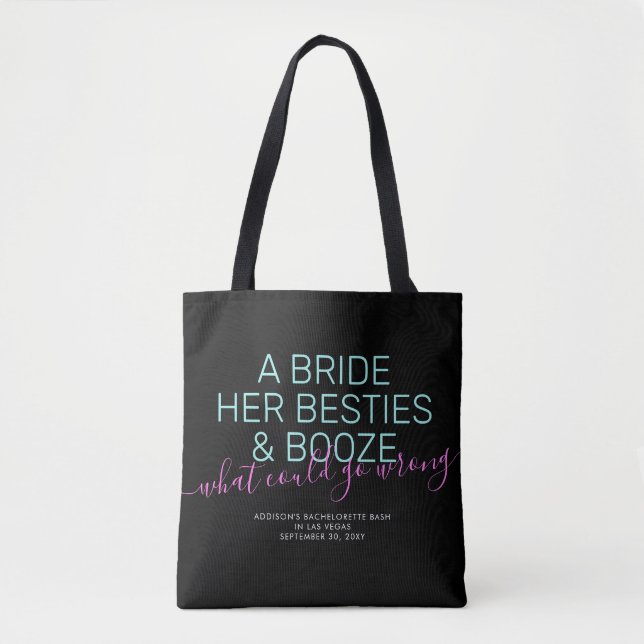 Bolso De Tela Bachelorette Bride Besties de Novia Personalizada  (Anverso)