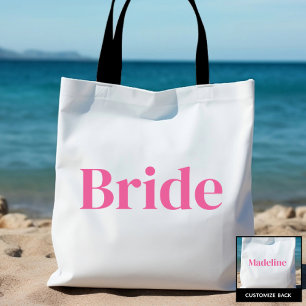 Bolso De Tela Bachelorette con nombre personal de novia blanca/r