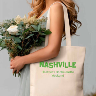 Bolso De Tela Bachelorette de destino verde moderno de Nashville