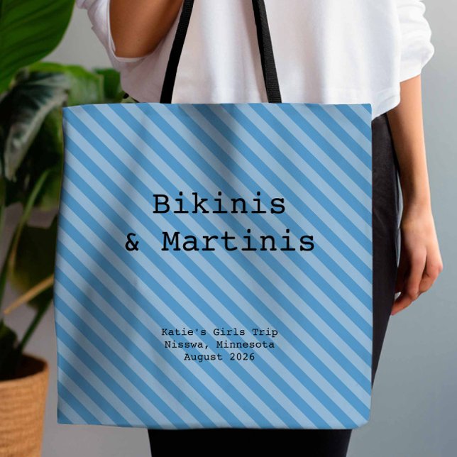 Bolso De Tela Bachelorette de la dama de honor con rayas azules  (Subido por el creador)