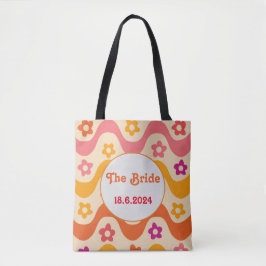 Bolso De Tela Bachelorette floral Retro Groovy personalizada