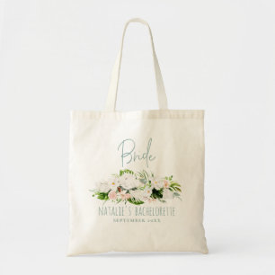 Bolso De Tela Bachelorette floral tropical de la novia/ducha