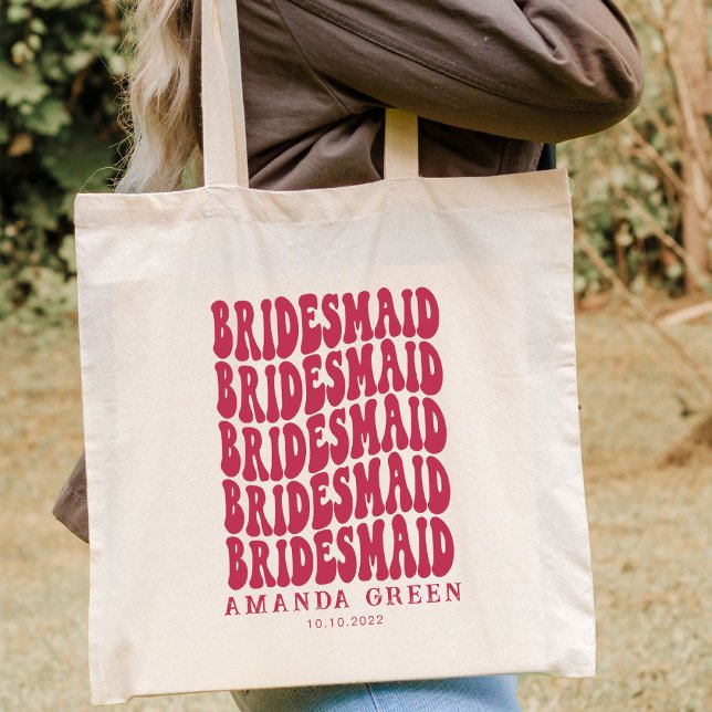 Bolso De Tela Bachelorette personalizada Magenta Pink Retro Boho (Subido por el creador)