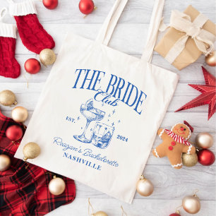 Bolso De Tela Bachelorette Retro Cocktail Blue Bride