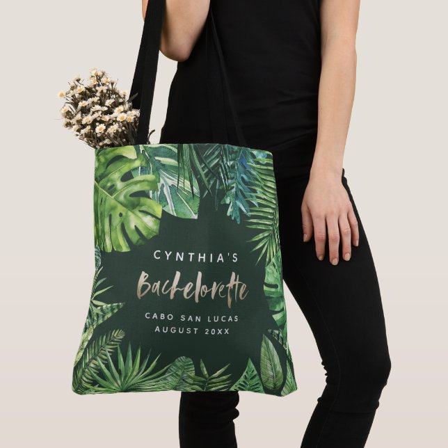 Bolso De Tela Bachelorette tropical del oro de la hoja de palma (Detalle)