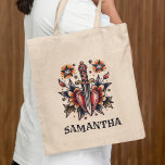 Bolso De Tela Bachelorette vintage retro tatuaje corazón daga vi<br><div class="desc">Bachelorette Tote Bag Retro Tattoo Heart Dagger Vintage</div>