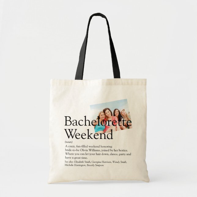 Bolso De Tela Bachelorette Weekend Definition Photo (Frente)