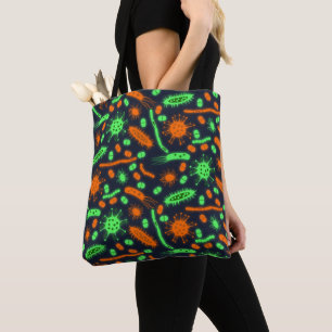 Bolso De Tela Bacteria Brillante Microorganismo tóxico naranja v