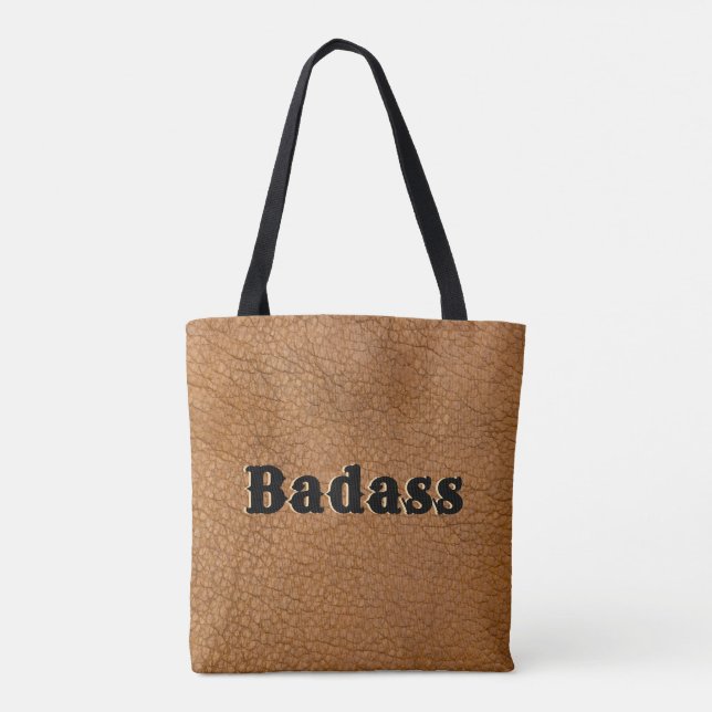Bolso De Tela Badass Brown Faux Rawhide Western Look Tote (Reverso)