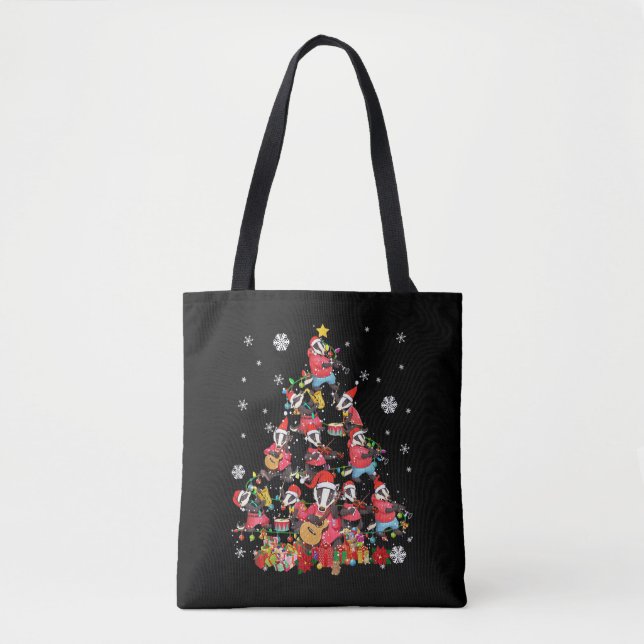Bolso De Tela Badger Christmas Tree Cute Navidades Light Santa B (Anverso)