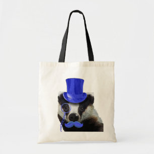 Bolso De Tela Badger con sombrero azul superior y bigote