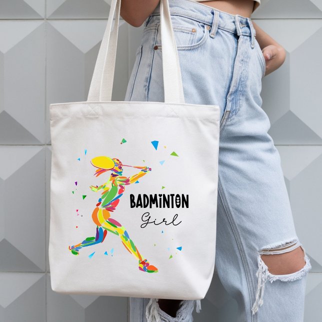 Bolso De Tela Badminton Girl Vibrant Abstract Player  (Subido por el creador)