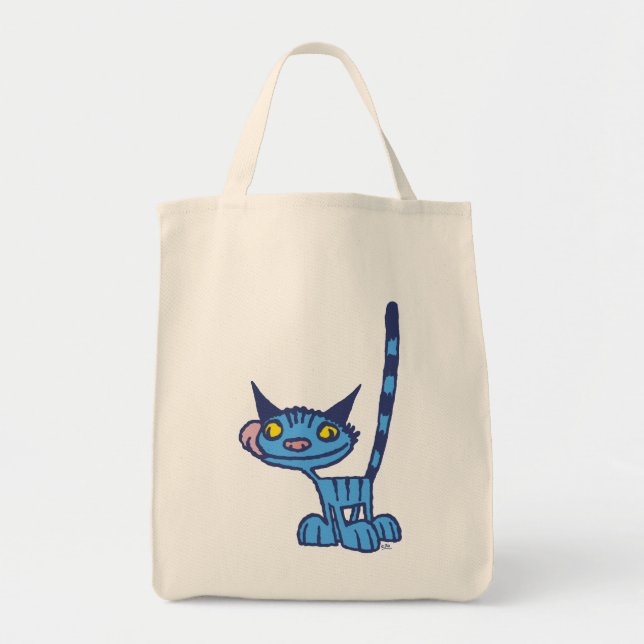 Bolso De Tela Bag de gato fresco azul (Frente)