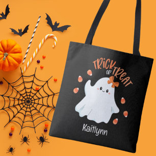 Bolso De Tela Bag tote con truco de Fantasma de Halloween o truc