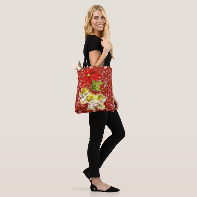 Bolso De Tela Bailando ángeles bebés con copas de nieve (Puesto)