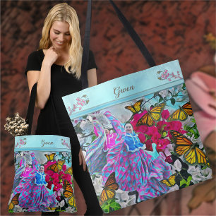 Bolso De Tela Bailando con Flores & Mariposas PV01