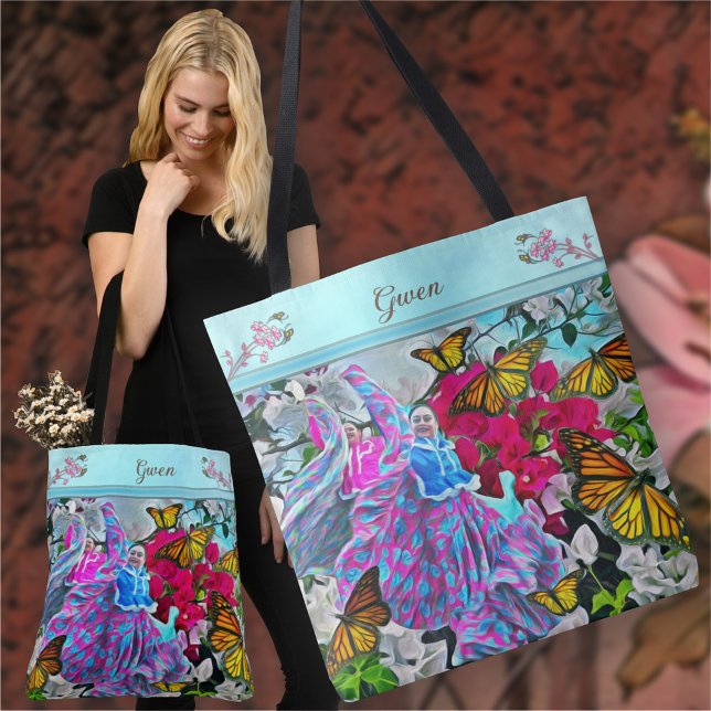 Bolso De Tela Bailando con Flores & Mariposas PV01 (Subido por el creador)