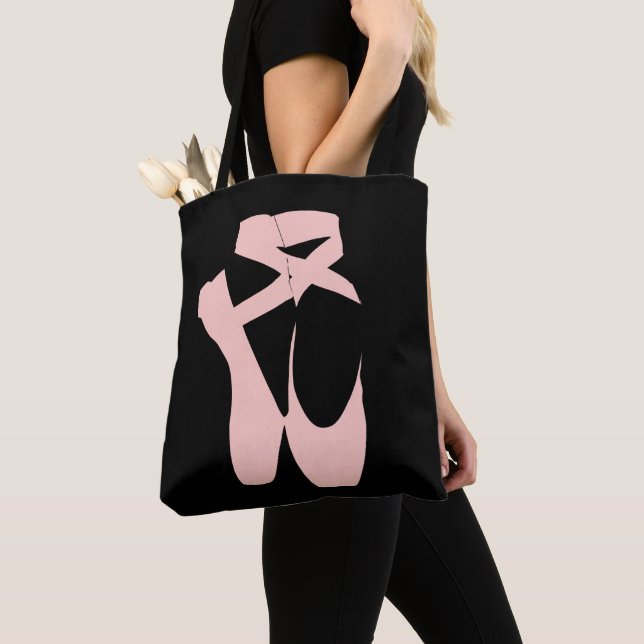 Bolso De Tela Bailarín de ballet con zapatos de ballet rosado (Detalle)