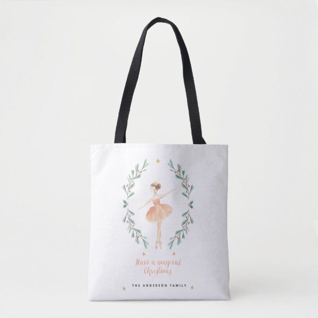 Bolso De Tela bailarina acuarela Navidades botánicos lindos (Anverso)
