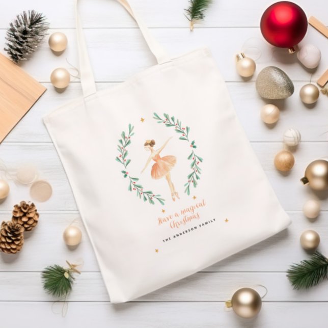 Bolso De Tela bailarina acuarela Navidades botánicos lindos (Subido por el creador)