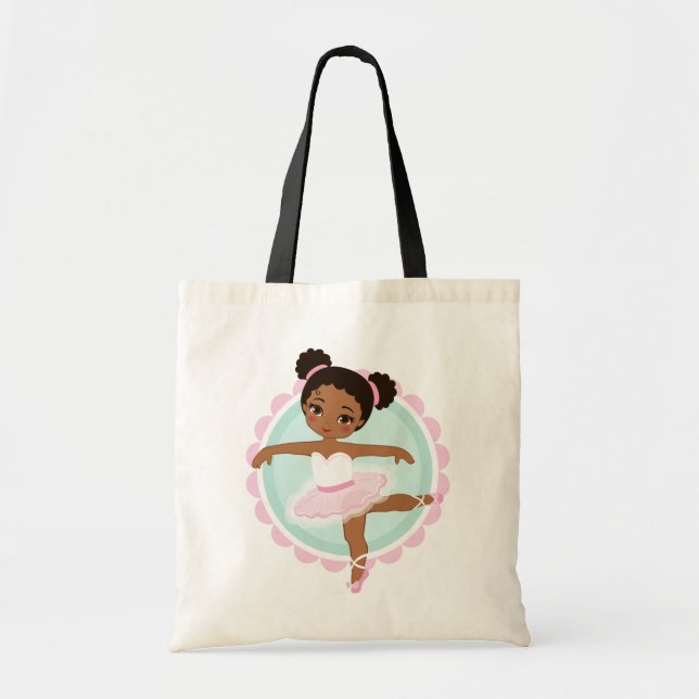 Bolso De Tela Bailarina afroamericana de ballet rosa (Frente)