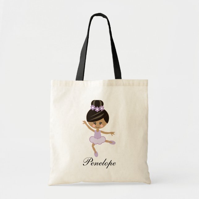 Bolso De Tela Bailarina afroamericana púrpura personalizada (Frente)
