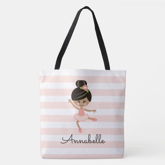 Bolso De Tela Bailarina afroamericana rosada personalizada (Anverso)