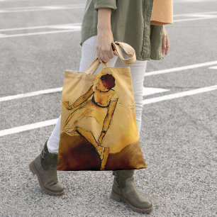 Bolso De Tela Bailarina ajustando su zapatilla, arte de Degas