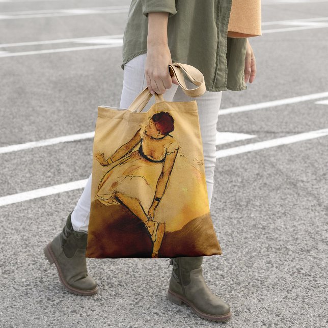 Bolso De Tela Bailarina ajustando su zapatilla, arte de Degas (Subido por el creador)