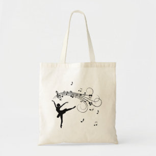 Bolso De Tela Bailarina bailando con notas musicales