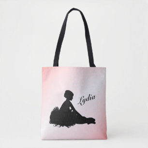 Bolso De Tela Bailarina Cansada Personalizada con Nombre Rosa