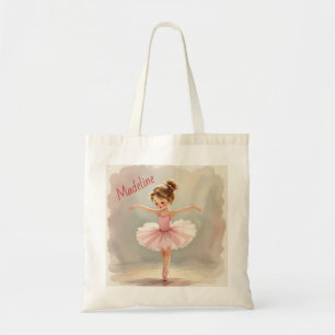 Bolso De Tela Bailarina con tutú rosa personalizado para niñas